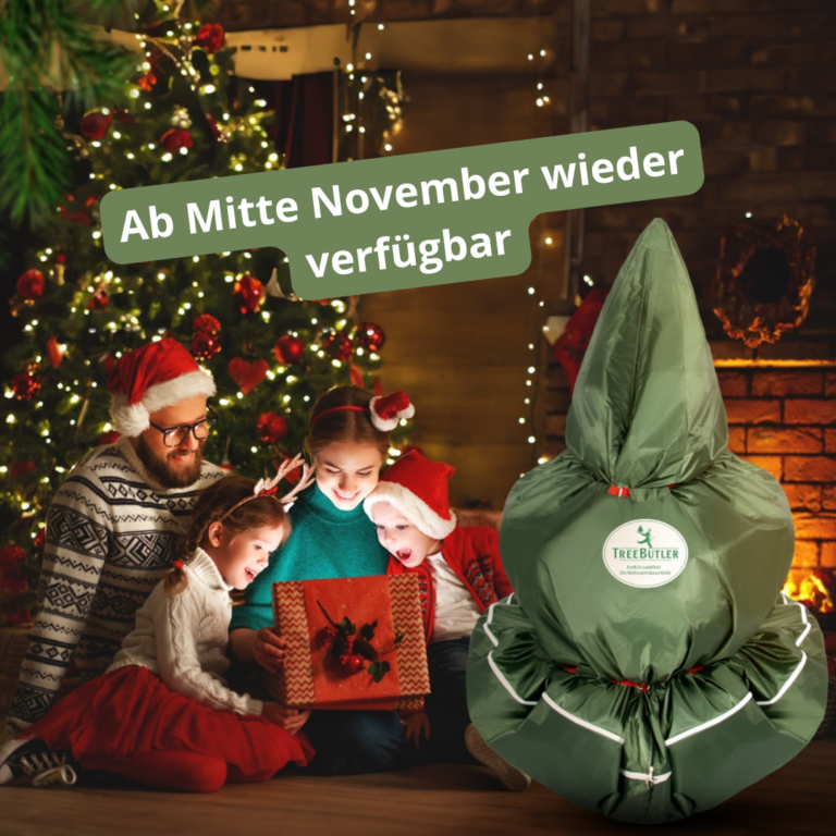 Über eine Weihnachtsbaumhülle freut sich die ganze Familie